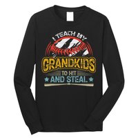 J5R0 I Teach My Grandkids Hit And Steal Retro Baseball Lover Long Sleeve Shirt