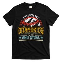 J5R0 I Teach My Grandkids Hit And Steal Retro Baseball Lover T-Shirt