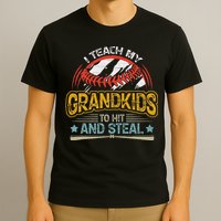 J5R0 I Teach My Grandkids Hit And Steal Retro Baseball Lover T-Shirt
