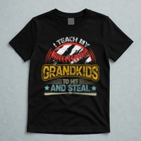 J5R0 I Teach My Grandkids Hit And Steal Retro Baseball Lover T-Shirt
