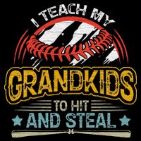 J5R0 I Teach My Grandkids Hit And Steal Retro Baseball Lover Drawstring Bag