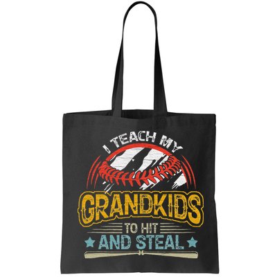 J5R0 I Teach My Grandkids Hit And Steal Retro Baseball Lover Bag