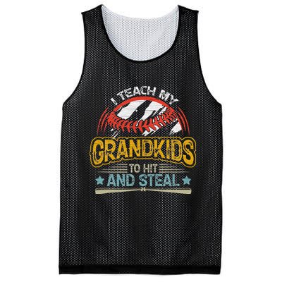 J5R0 I Teach My Grandkids Hit And Steal Retro Baseball Lover Mesh Reversible Basketball Jersey Tank