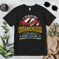 J5R0 I Teach My Grandkids Hit And Steal Retro Baseball Lover Premium T-Shirt