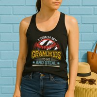 J5R0 I Teach My Grandkids Hit And Steal Retro Baseball Lover Womens Tank Top