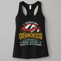 J5R0 I Teach My Grandkids Hit And Steal Retro Baseball Lover Womens Tank Top