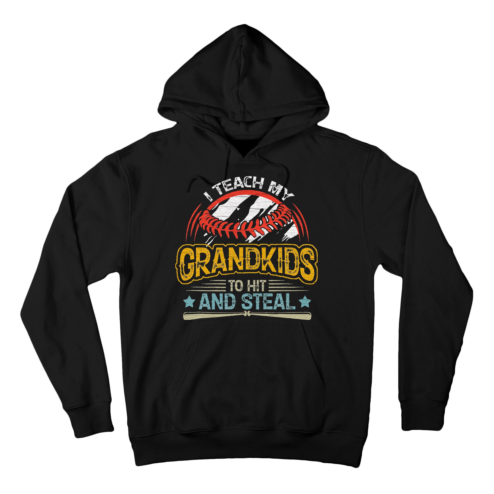 J5R0 I Teach My Grandkids Hit And Steal Retro Baseball Lover Tall Hoodie