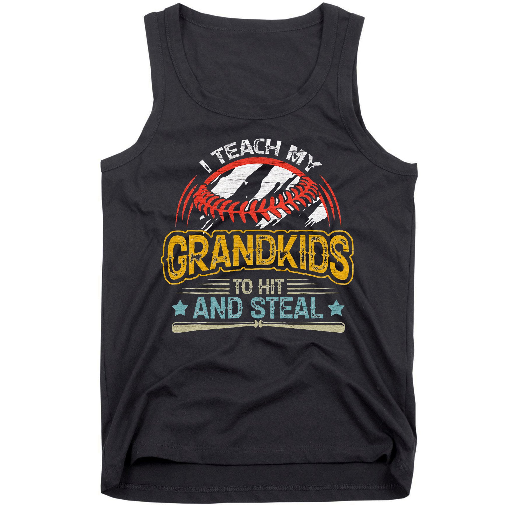 J5R0 I Teach My Grandkids Hit And Steal Retro Baseball Lover Tank Top