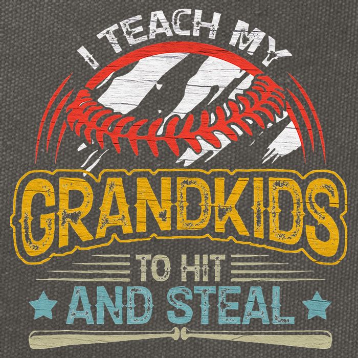 J5R0 I Teach My Grandkids Hit And Steal Retro Baseball Lover Cotton Canvas Backpack