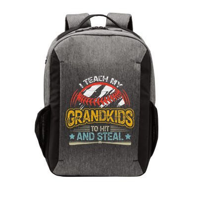 J5R0 I Teach My Grandkids Hit And Steal Retro Baseball Lover Vector Backpack