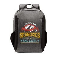 J5R0 I Teach My Grandkids Hit And Steal Retro Baseball Lover Vector Backpack