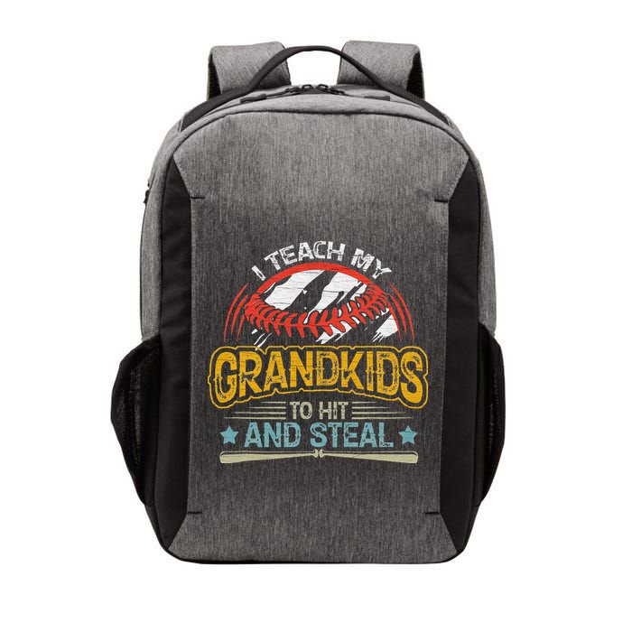 J5R0 I Teach My Grandkids Hit And Steal Retro Baseball Lover Vector Backpack