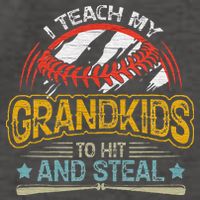 J5R0 I Teach My Grandkids Hit And Steal Retro Baseball Lover Vector Backpack