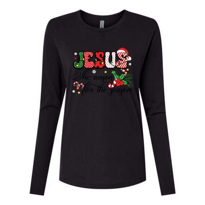 Jesus Is The Reason For The Season Christian Christmas Womens Cotton Relaxed Long Sleeve T-Shirt