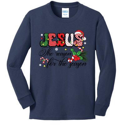 Jesus Is The Reason For The Season Christian Christmas Kids Long Sleeve Shirt