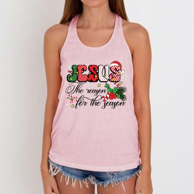 Jesus Is The Reason For The Season Christian Christmas Women's Knotted Racerback Tank