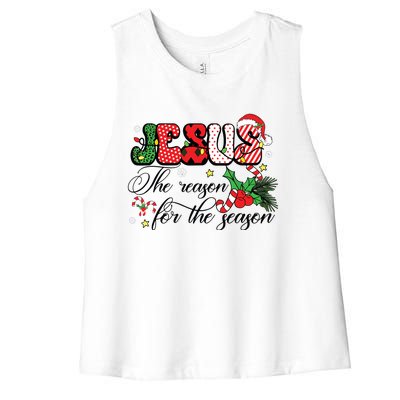 Jesus Is The Reason For The Season Christian Christmas Women's Racerback Cropped Tank