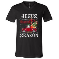 Jesus Is The Reason For The Season Christian Faith Christmas V-Neck T-Shirt