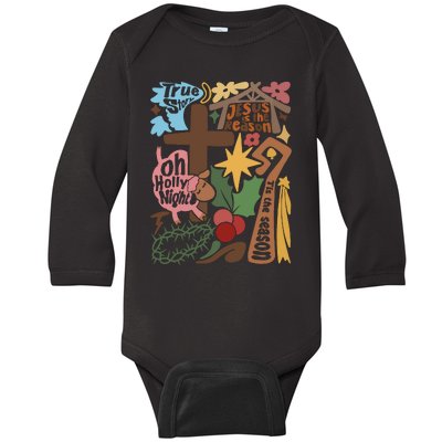 Jesus Is The Reason Tis The Season Baby Long Sleeve Bodysuit