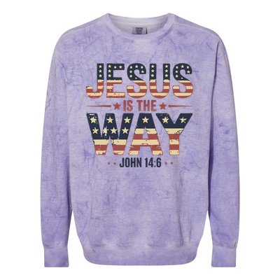 Jesus Is The Way John 146 Christian Pride Colorblast Crewneck Sweatshirt