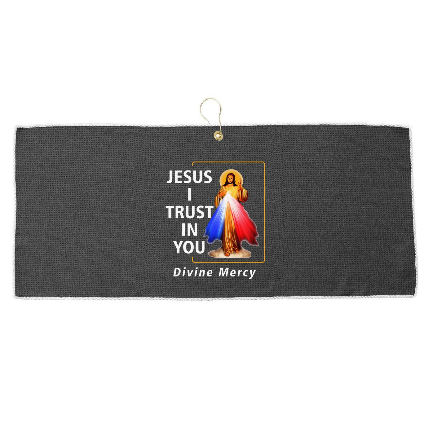 Jesus I Trust In You Divine Mercy Catholic Christian Large Microfiber Waffle Golf Towel