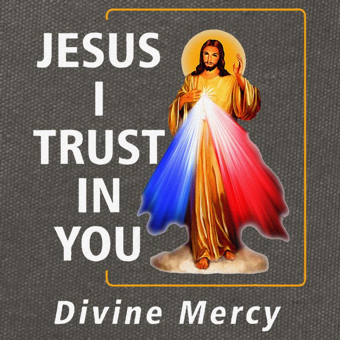 Jesus I Trust In You Divine Mercy Catholic Christian Cotton Canvas Backpack