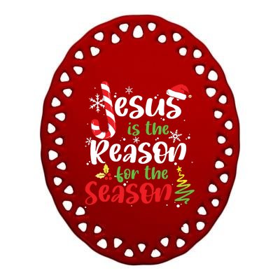 Jesus Is The Reason For The Season Christian Faith Christmas Ceramic Oval Ornament