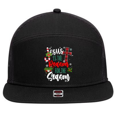 Jesus Is The Reason For The Season Holiday Christmas 7 Panel Mesh Trucker Snapback Hat