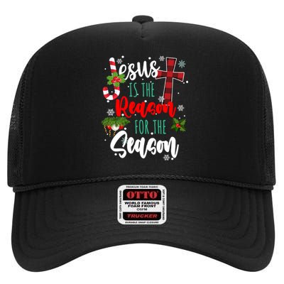 Jesus Is The Reason For The Season Holiday Christmas High Crown Mesh Back Trucker Hat