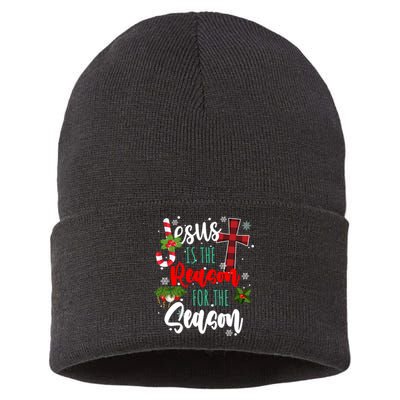 Jesus Is The Reason For The Season Holiday Christmas Sustainable Knit Beanie