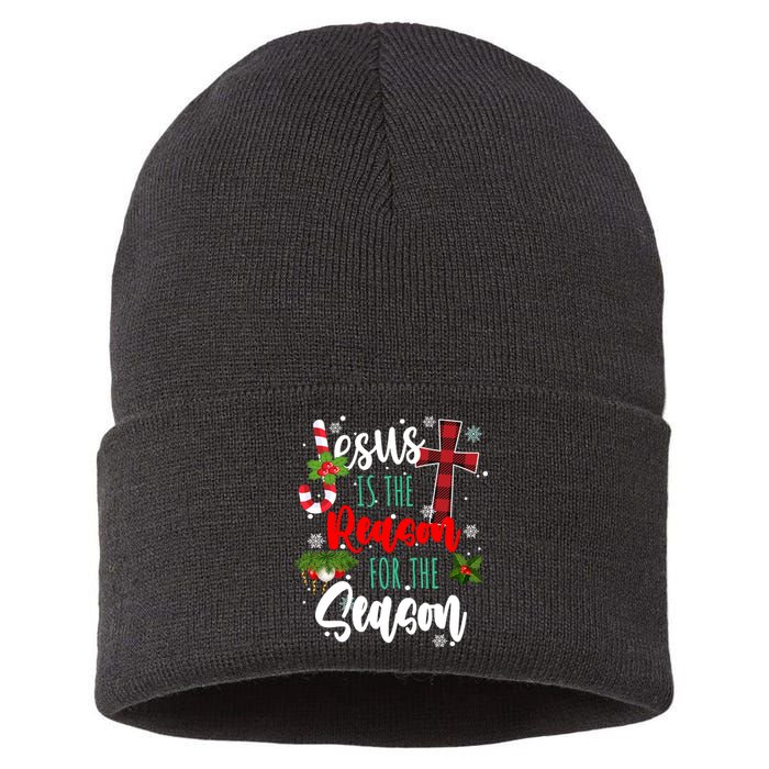 Jesus Is The Reason For The Season Holiday Christmas Sustainable Knit Beanie