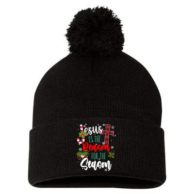 Jesus Is The Reason For The Season Holiday Christmas Pom Pom 12in Knit Beanie