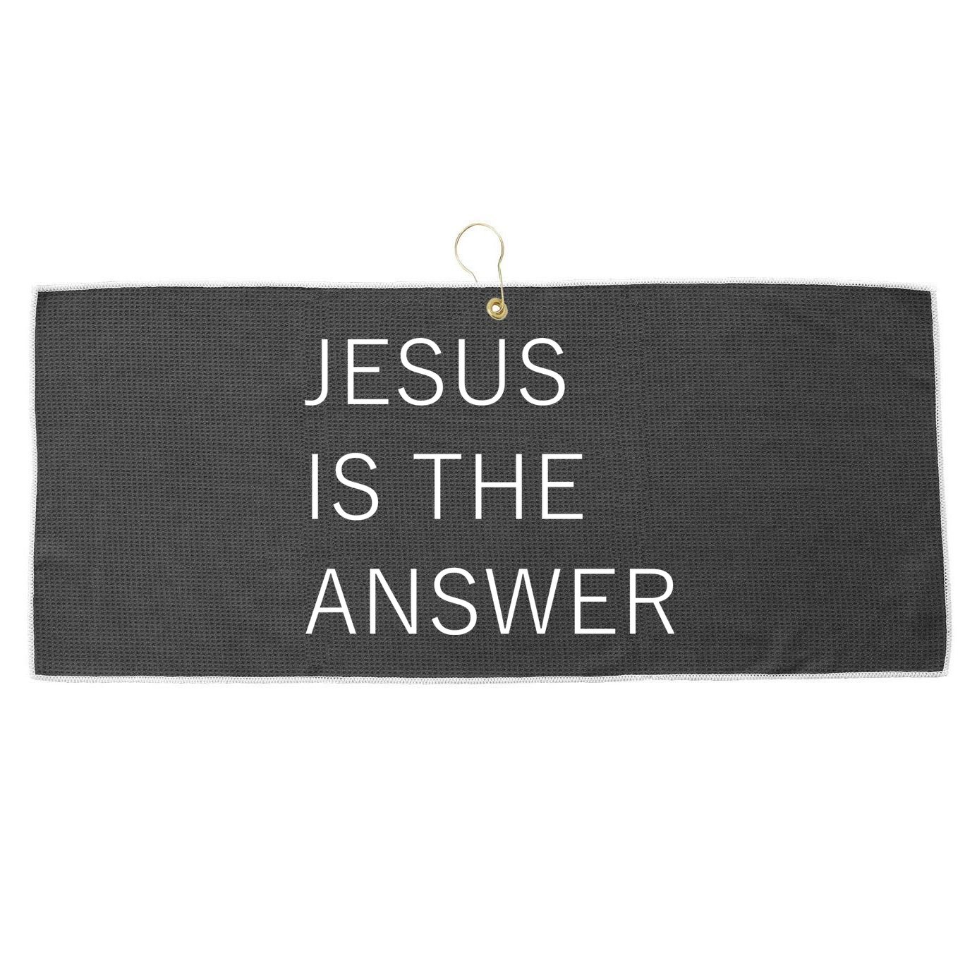 Jesus Is The Answer Large Microfiber Waffle Golf Towel