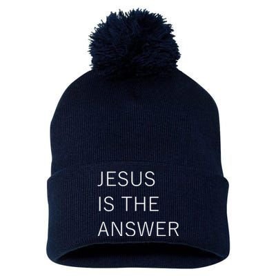 Jesus Is The Answer Pom Pom 12in Knit Beanie