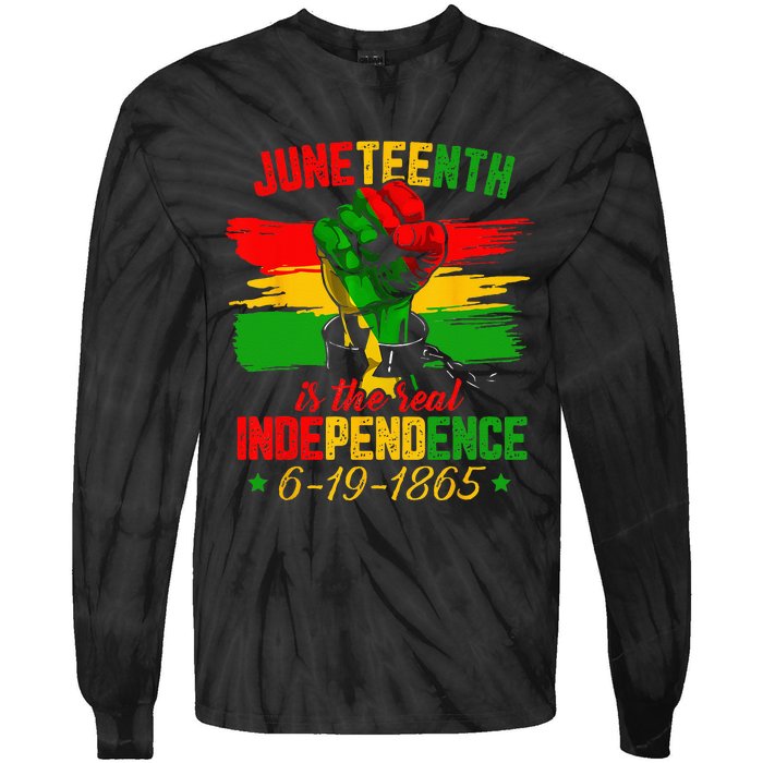 Juneteenth Is The Real Independence Day 1865 Freedom Pride Tie-Dye Long Sleeve Shirt