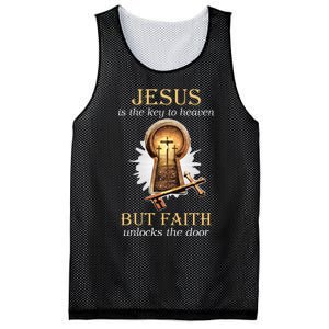 Jesus Is The Key To Heaven But Faith Unlocks Door Christian Mesh Reversible Basketball Jersey Tank