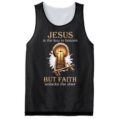 Jesus Is The Key To Heaven But Faith Unlocks Door Christian Mesh Reversible Basketball Jersey Tank