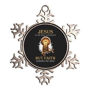 Jesus Is The Key To Heaven But Faith Unlocks Door Christian Metallic Star Ornament