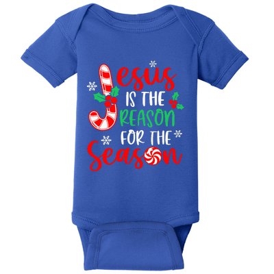 Jesus Is The Reason For The Season Christmas Xmas Candy Cane  Baby Bodysuit