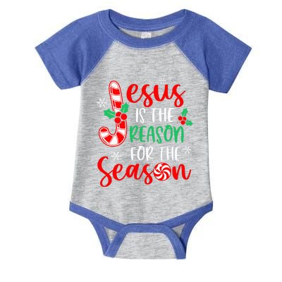 Jesus Is The Reason For The Season Christmas Xmas Candy Cane  Infant Baby Jersey Bodysuit