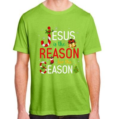 Jesus Is The Reason For The Season Xmas Christmas Candy Cane  Adult ChromaSoft Performance T-Shirt