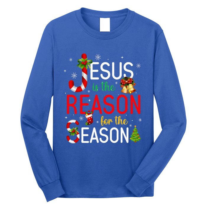 Jesus Is The Reason For The Season Xmas Christmas Candy Cane  Long Sleeve Shirt