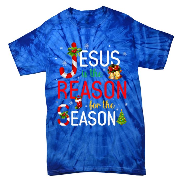 Jesus Is The Reason For The Season Xmas Christmas Candy Cane  Tie-Dye T-Shirt