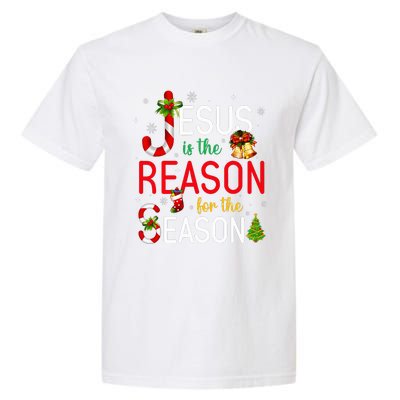 Jesus Is The Reason For The Season Xmas Christmas Candy Cane  Garment-Dyed Heavyweight T-Shirt