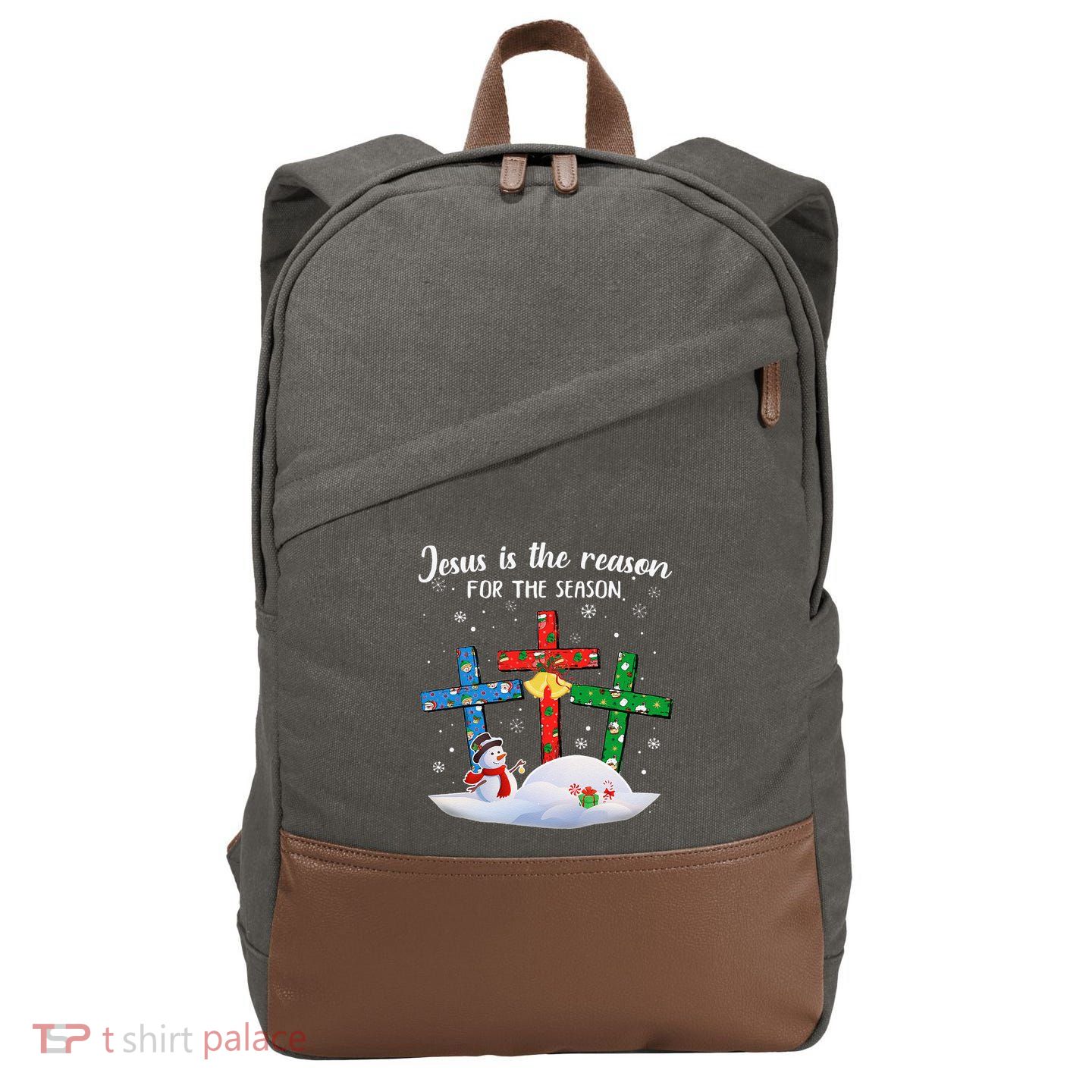 Jesus Is The Reason For The Season Christian Christmas Xmas Cotton Canvas Backpack