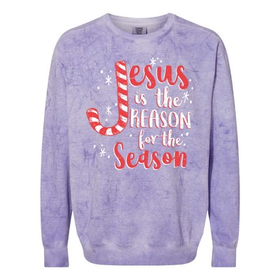 Jesus Is The Reason For Season Family Christmas Christian Colorblast Crewneck Sweatshirt