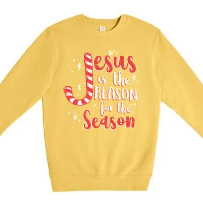 Jesus Is The Reason For Season Family Christmas Christian Premium Crewneck Sweatshirt