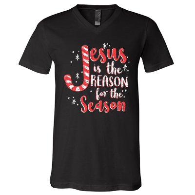 Jesus Is The Reason For Season Family Christmas Christian V-Neck T-Shirt