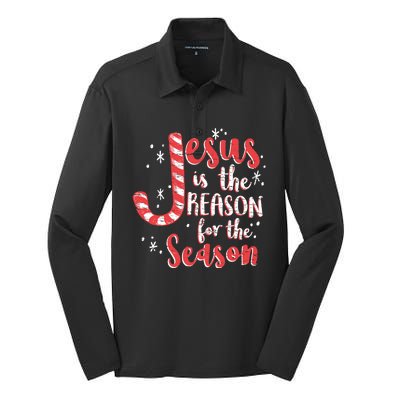 Jesus Is The Reason For Season Family Christmas Christian Silk Touch Performance Long Sleeve Polo