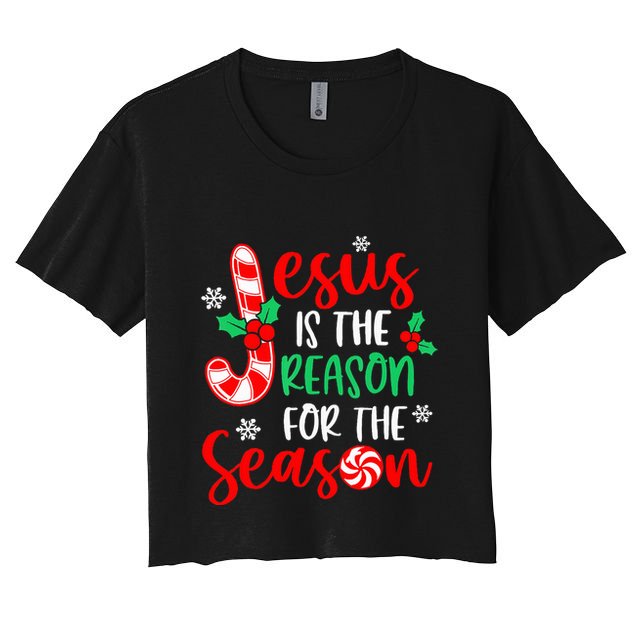 Jesus Is The Reason For The Season Christmas Xmas Candy Cane Crop Top
